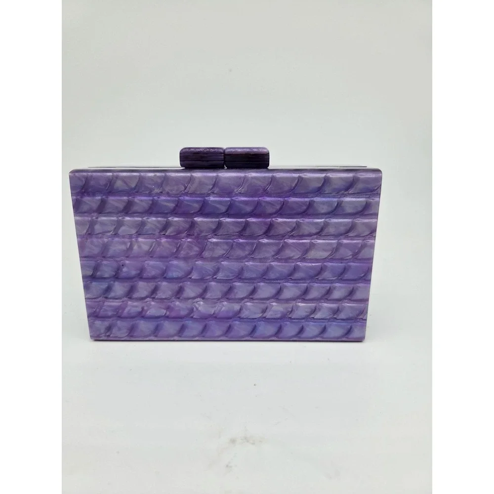 Women Purple Acrylic Marble Clutch Bag Box Bag Chain Shoulder Crossbody Purse‎